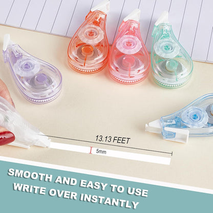 White Correction Tape, 6 Pack, 13.13 Feet Mini Correction Tape, Writing supplies and correction supplies for School And Office. (Candy)