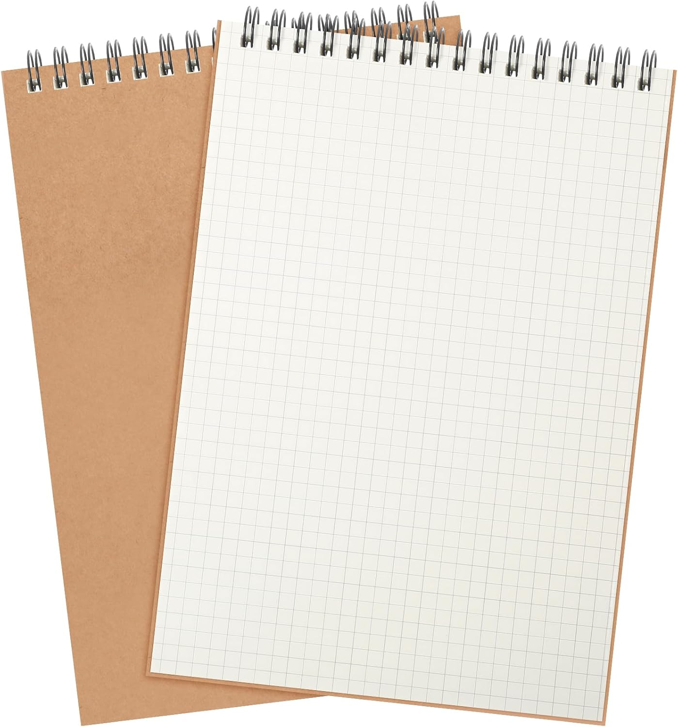 Engrowtic 2 Pack Graph Paper Spiral Notepad A5 Top Wirebound Notepad Grid Notebook Steno Pads Memo Notebook Grid Paper 140 Pages for Writing Sketching Drawing Office Supplies (Black)