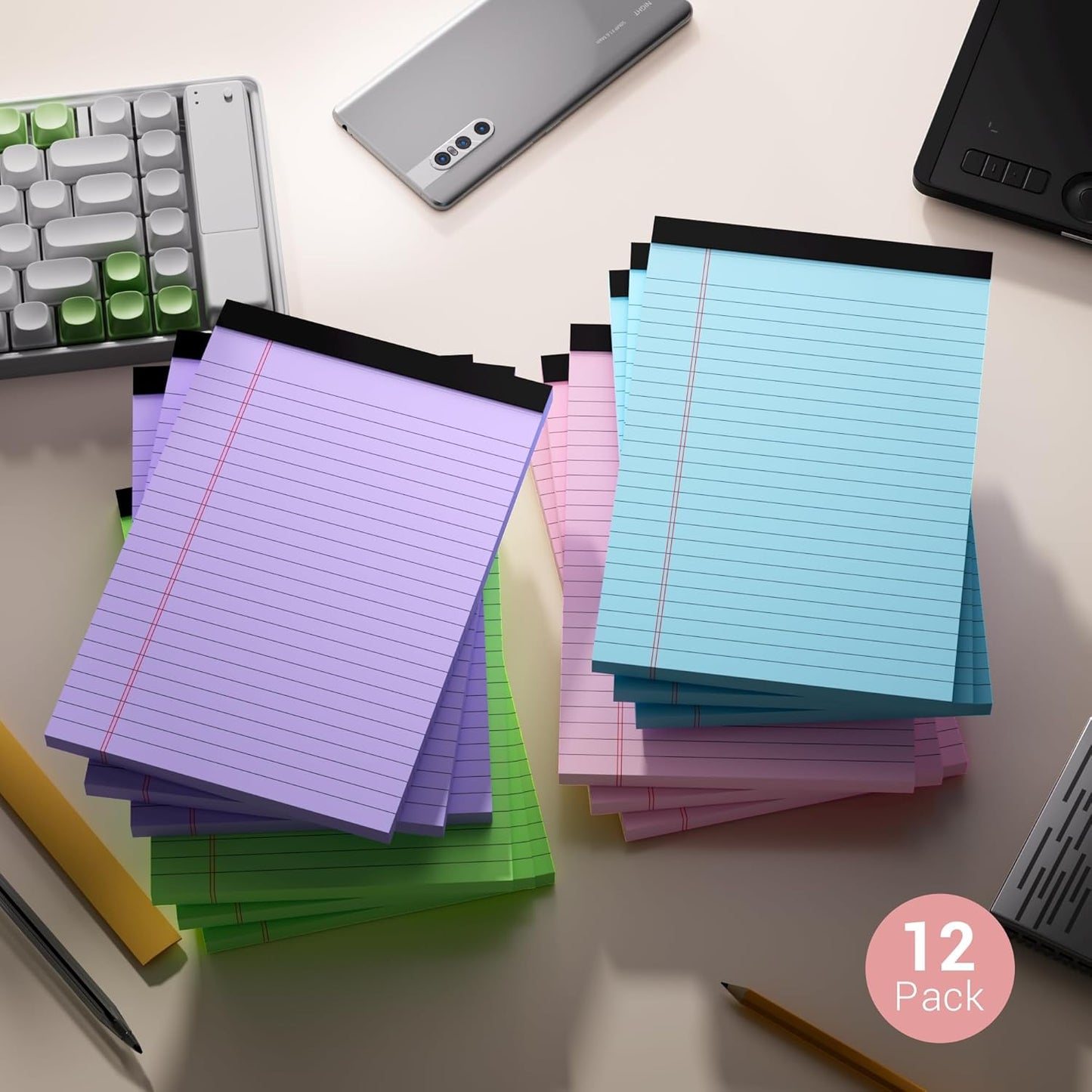 Legal Pads 8.5 x 14 Note Pads, 6 Pack Writing Pads Wide Ruled Notepads, Micro Perforated Notepad, Double-Side Printed Lined Paper Pads 30 Sheets per Notepad, White Legal Pads for Home, Office, School