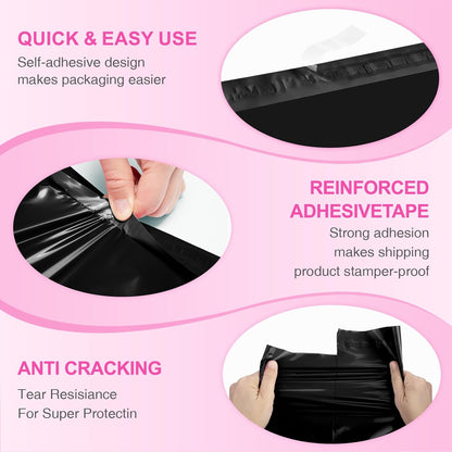 Metronic Poly Mailers 10x13 100 Pcs | Small Shipping Bags for Clothing | Mailing Bags for Small Business, Shipping Envelopes,Packing Bags in Black