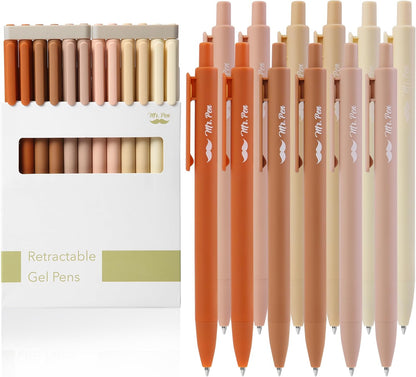 Mr. Pen- Retractable Gel Pens, 12 Pack, Colorful Ink, Fine Point 0.7mm, Fast Dry, Smooth Writing, Cute Pens for Drawing, Writing Planner and School Supplies
