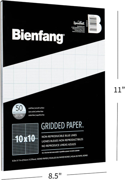 Bienfang Designer Grid Paper Pad, 8x8 Cross Section, 11 x 17 inches, 50 sheets