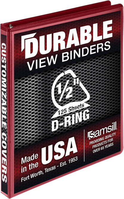 Samsill Durable 4 inch 3 Ring Binder, D Ring Binder, 100% Recycled Chipboard, Black, 2 Pack