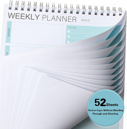 Weekly Planner Notepad,Spiral To Do List Undated Planning Pad, Weekly Organizer for Students, Weekly Agenda for Work & Daily Life, 52 Sheets, 6.5 x 9.8 in (Green)