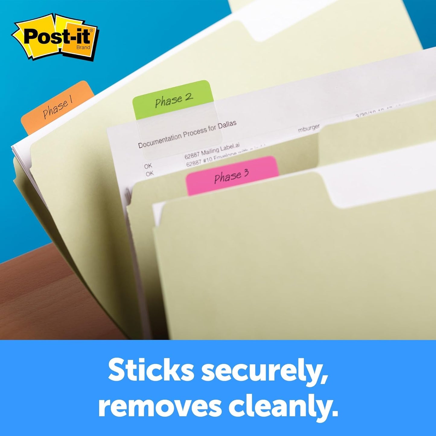Post-it Sticky Tabs, 2 in. x 1.5 in., 2 Pads of Book Tabs for Bookmarking, Annotating, Reading, and Reminders, White (50 Total Count)