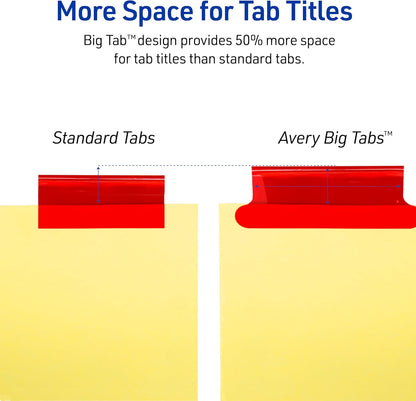 Avery Binder Dividers - 5-Tab Insertable Multicolor Big Tabs for Binders, 1 Set of Dividers (11109)