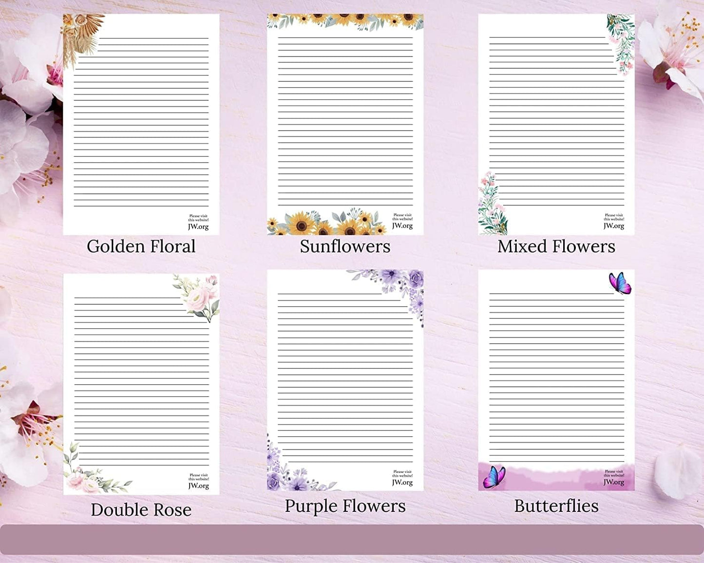 JW Letter Writing A4 Pad Stationery Paper Lined Gift Notepad Writing Sheets (Pink Rose)