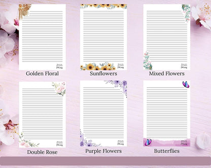JW Letter Writing A4 Pad Stationery Paper Lined Gift Notepad Writing Sheets (Pink Rose)