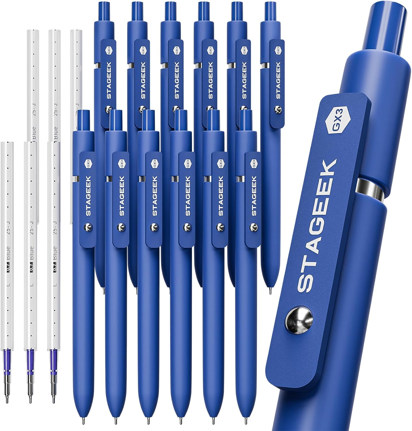 STAGEEK Black Gel Pens GX3, 12Pcs Fine Point Smooth Writing Pens with 3 Extra Refills, Quick Dry Black Ink Pens for Journaling, Office, Note Taking, School Supplies, Nurse Aesthetic(Black)