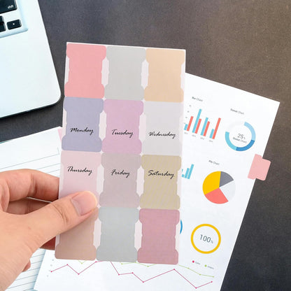 25 Sheets/300 Pieces Sticky Index Tabs Double Sided Post-it Flags Book Page Markers Tabs Self Adhesive Stickers Blank Monthly Tabs Writable Sticky Notes for Labeling (Morandi)