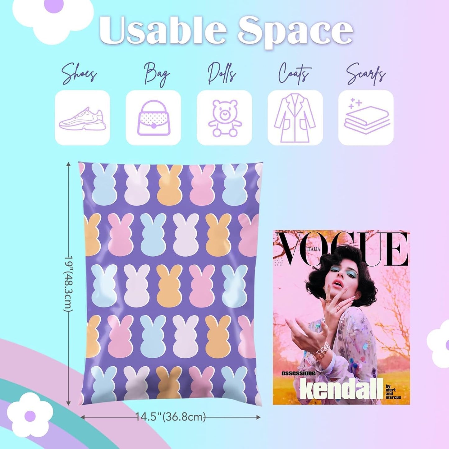 Metronic Cute Poly Mailers 10x13" 50pc Small Shipping Bags, Strong Adhesive Mailers Poly Bags for Business, Waterproof Mailing Envelopes for Packing Shipping Clothes Gifts, Gradient BluePink