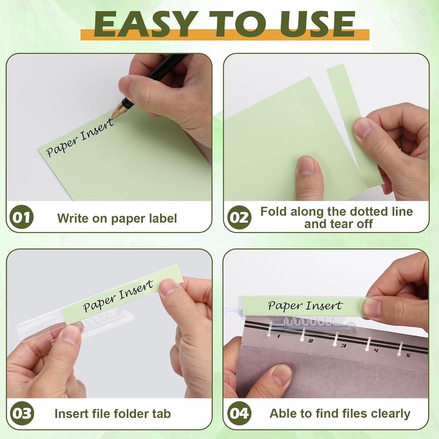 100 Pcs Hanging File Folder Paper Inserts 3-1/2 Inch Off White Blank File Tab Inserts Thick Cardstock for Hanging Folder (3.5×0.6 inch)(No Tab Included)