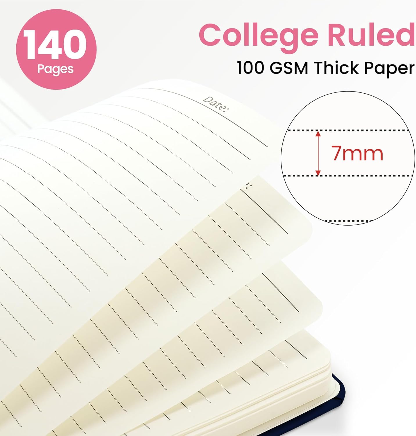 ZOTIA Lined Spiral Journal for Women, A5 Pretty Hardcover Notebook for Work, School & Office Writing, Aesthetic Writing Journal College Ruled, 140 Pages, 5.8" x 8.3", Twilight Bloom