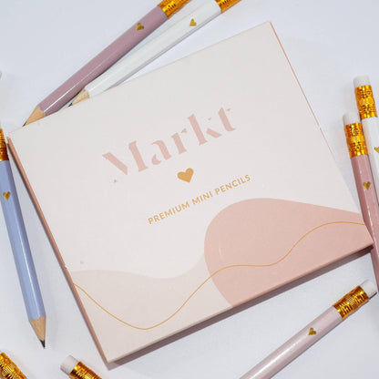 Markt Mini Pencils For Baby Shower Games Boy, Heart Pencils, Small Blue Pencil Set (Wood Pencil Set)