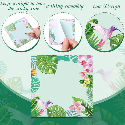 450 Sheets Tropical Palm Sticky Notes Luau Party Favor Hawaiian Fun Notepad Summer Themed Beach Memo Pad Self Adhesive 2.9" Mini Sticky Note for Appreciation Gifts Employee Office Supplies