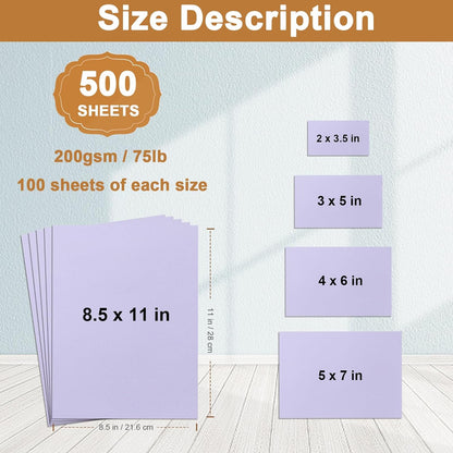 Silunkia 100 Sheets White Cardstock 5 Assorted Sizes Craft Paper, 200gsm/75lb White Card Stock Certificates Paper for DIY Cards Making, Business Cards, Wedding Invitations, School Crafting, Menus