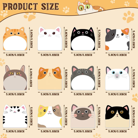 Yinder 24 Pads Cute Sticky Notes Fun Kawaii Animal Sticky Notes Pads Bulk Cartoon Memo Self Adhesive Gift for Valentines Veterinary Office School Tab Party Supplies(Classic Animals)