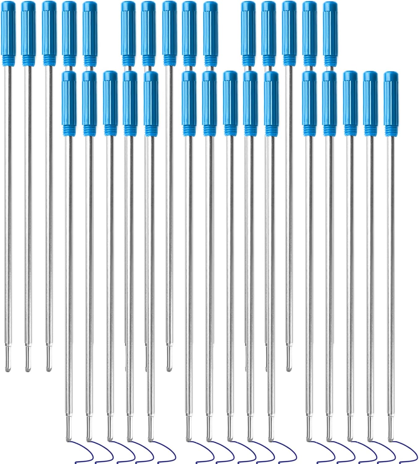 0.7 mm Ballpoint Ink Twist Pen Refills, 15 Pcs Medium Point Metal Smooth Writing Replaceable Ink Refill, Stationery Compatible for Cross Ballpoint Replacement (4.6in M) (Black+Red+Blue, 15)