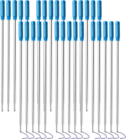 0.7 mm Ballpoint Ink Twist Pen Refills, 15 Pcs Medium Point Metal Smooth Writing Replaceable Ink Refill, Stationery Compatible for Cross Ballpoint Replacement (4.6in M) (Black+Red+Blue, 15)
