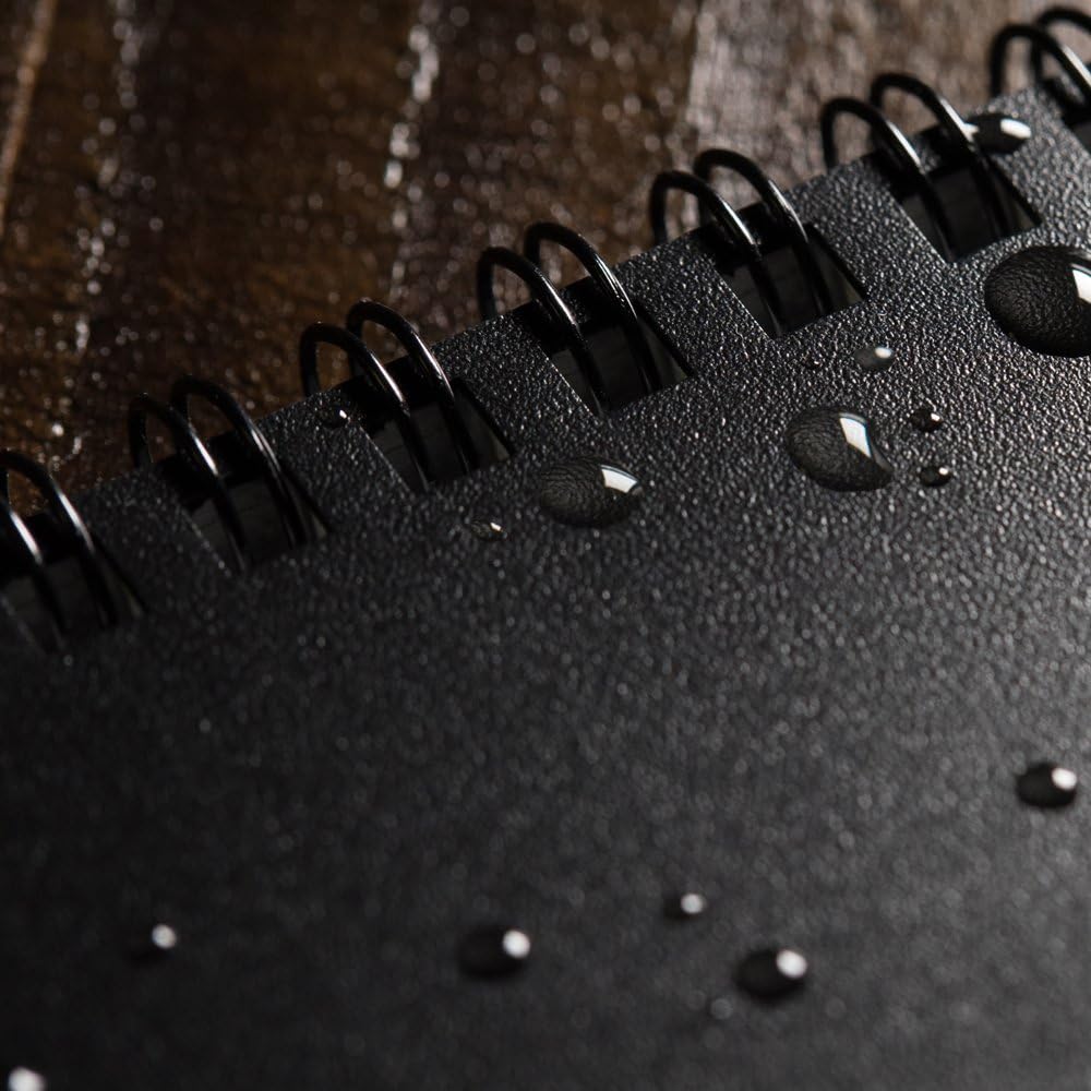 Rite in the Rain Weatherproof Top Spiral Notebook, 3" x 5", Black Cover, Universal Pattern, 3 Pack (No. 735-3X)