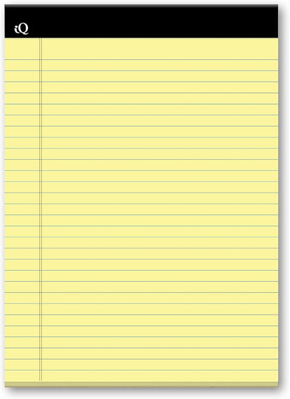 iScholar iQ Legal Pads, Canary, Wide Ruled, 8.5" x 11.75", 50 Sheets Per Pad, Pack of 3 Pads (98113)