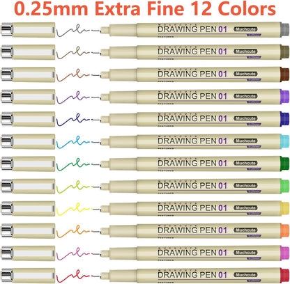 Muchcute Extra Fine Point Writing Pens:6 Black 0.25mm Ultra Thin Micron Pen 01 No Bleed Bible Journaling Study Supplies Annotation Smooth Waterproof Micro Line Tip Fineliner Gel Felt Ink Markers Stuff