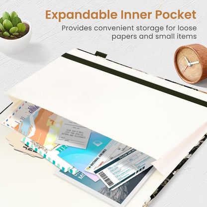 Taja Pretty Lined Journal for Women, Aesthetic Cute Hardcover Leather Journal for Writing, A5 College Ruled Notebook for Work & Note Taking, Perfect for Office School Home, 160 Pages, Meadow Flowers