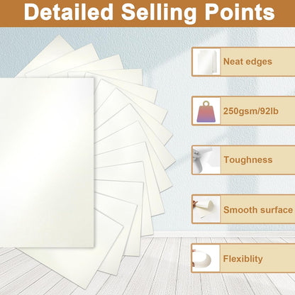 Silunkia 120 Sheets Cream Shimmer Cardstock 8.5 x 11 Off White Paper, 250gsm/92lb Premium Glossy Paper Card Stock for DIY Cards Making, Wedding Invitations, Anniversaries, Business Cards, Menus