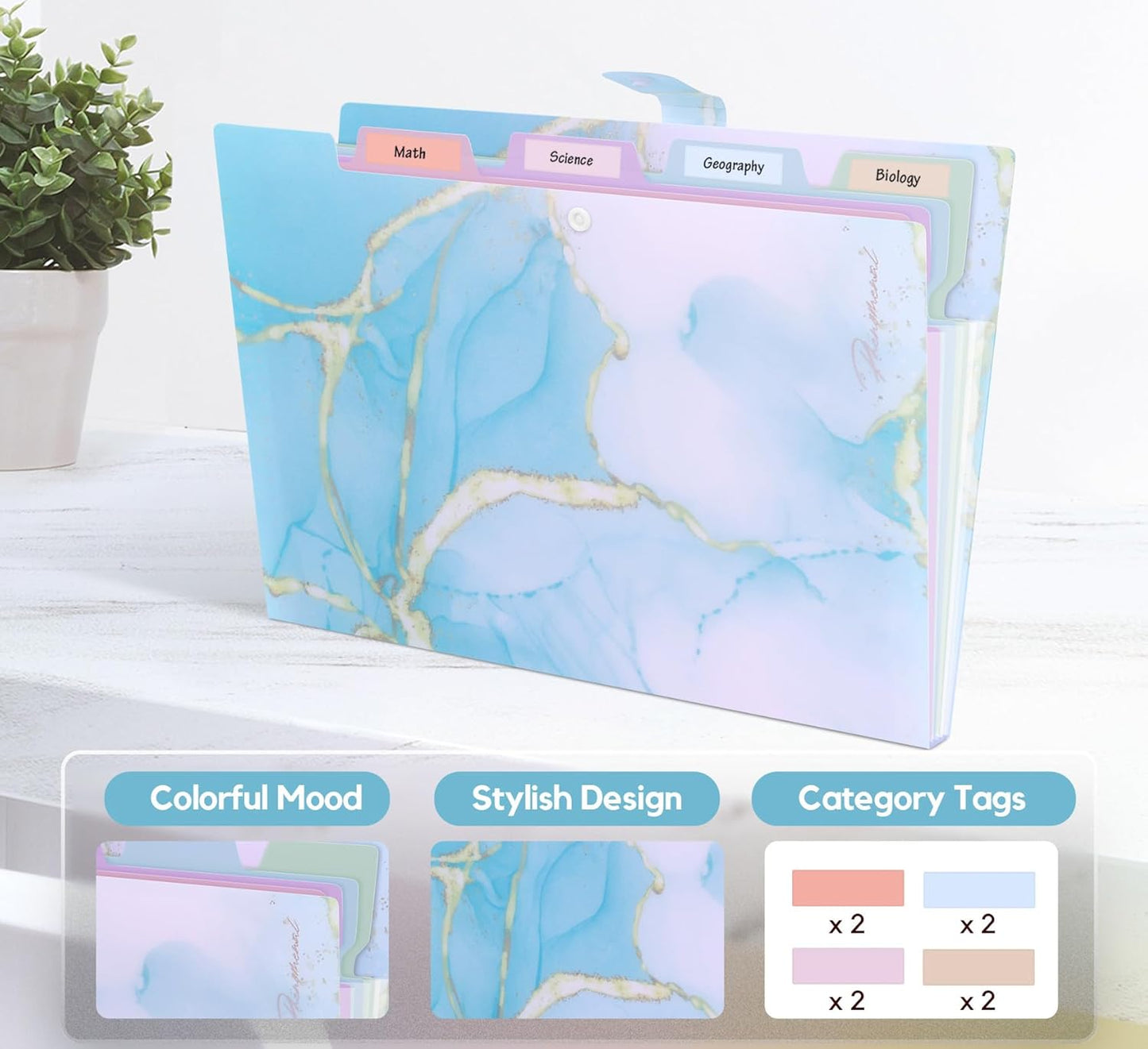 Forest Series Expanding File Folder Stylish Funky Cute Retro Document Organizer with Natural Scenes for Students,Teachers & Freelancers - Blue Butterfly