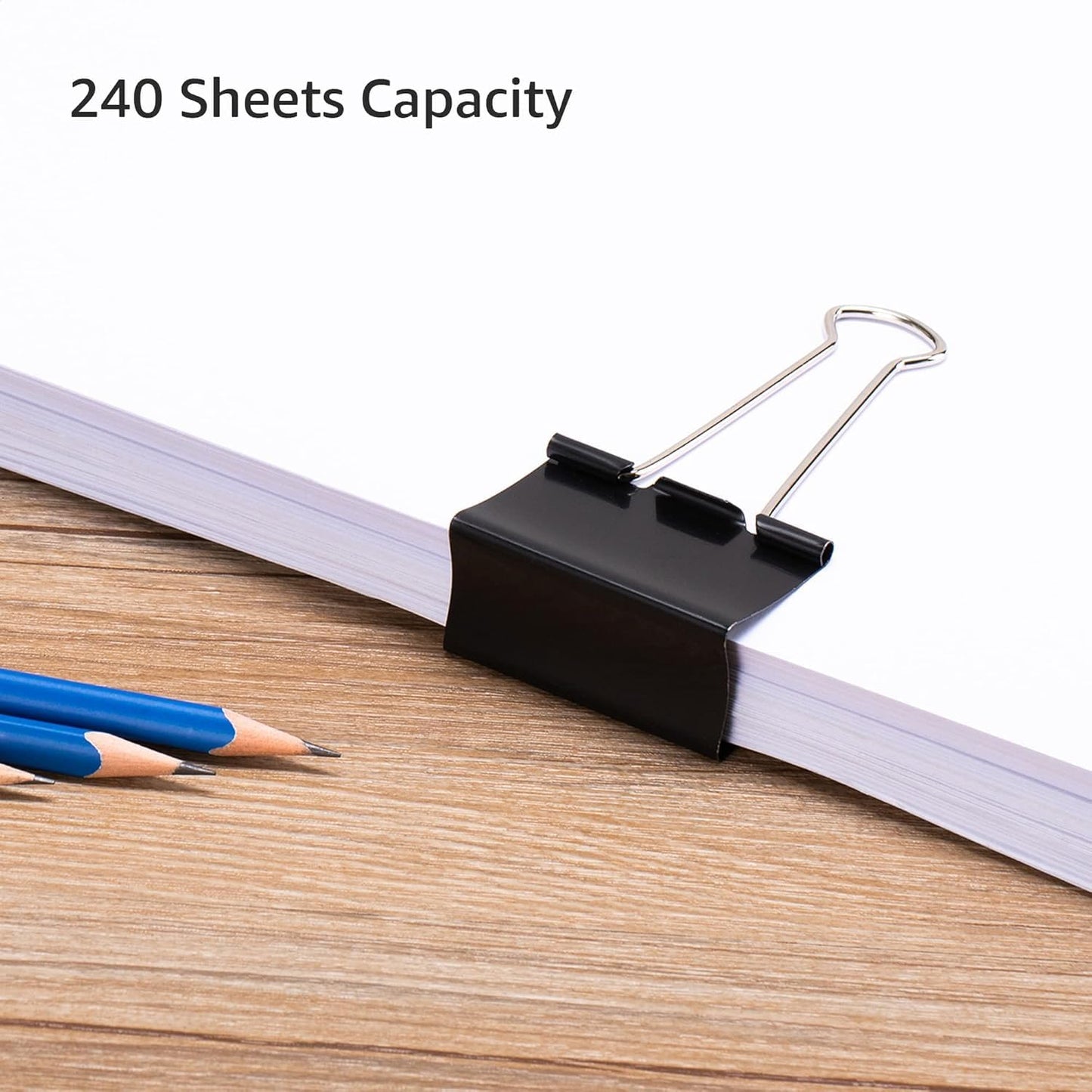 Amazon Basics Sturdy Binder Clips, Office Supplies, Small 0.75 in, Document Organizing, School Supplies, Black, 144 Count