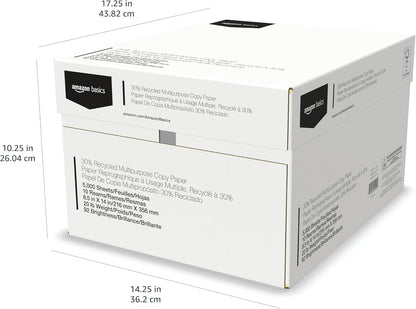 Amazon Basics 30% Recycled Multipurpose Copy & Print Paper, 8.5 x 11 Inches, 20 lb Weight, 92 Bright, White, FSC Certified, 1500 Sheets (3 Reams)