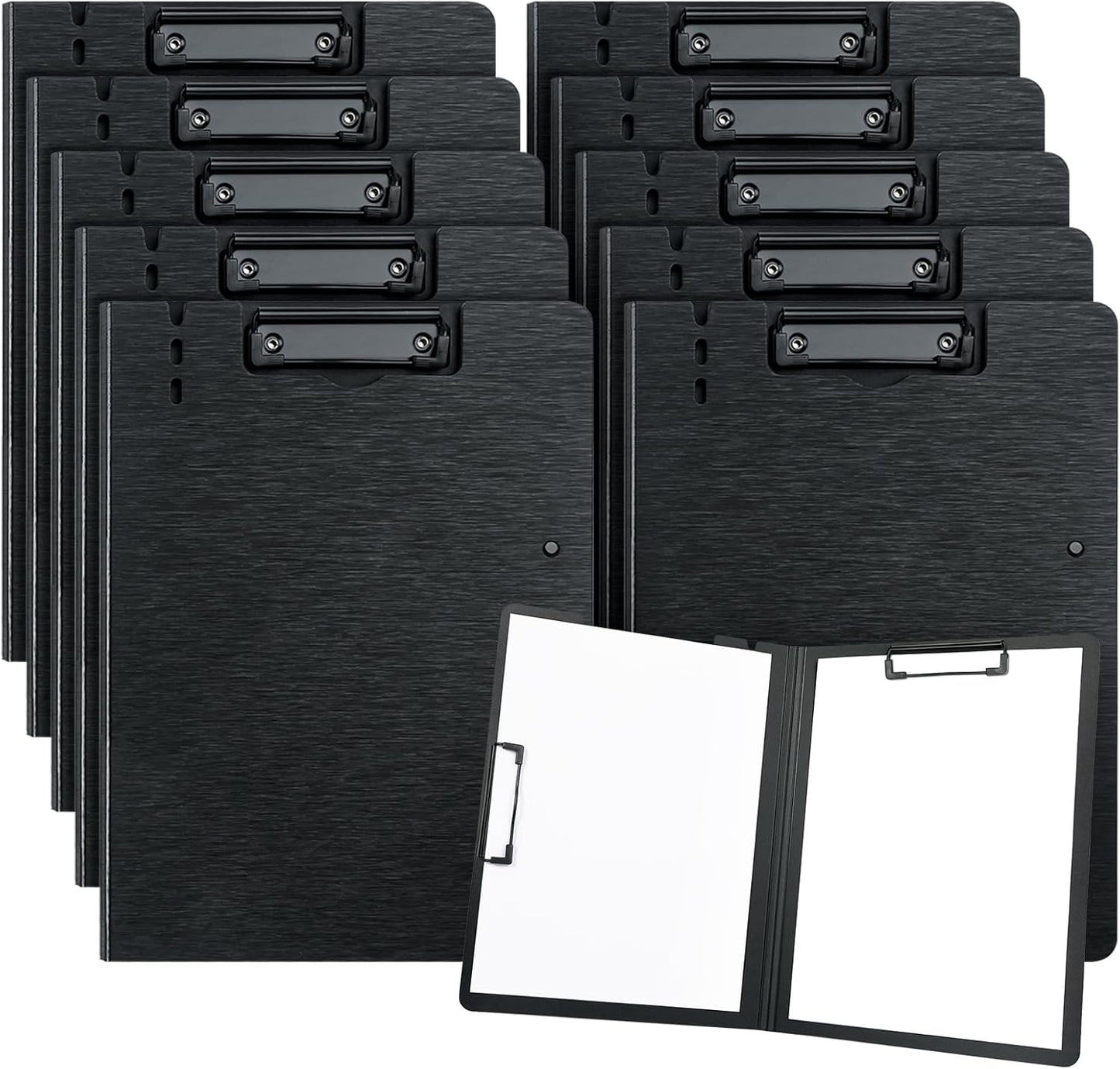 A4 Clipboard Folder,10 Pack Foldable Clipboards with Pocket for Business,Office,School or Restaurant (Black)