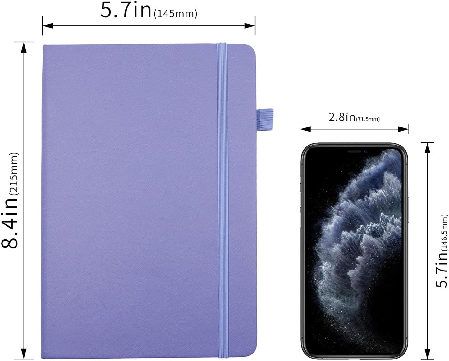 Deziliao Lined Journal Notebooks with Pen Loop, Hardcover Notebook Journal for Work, 100Gsm Premium Thick Paper with Inner Pocket, Medium 5.7"x8.4", （Black, Ruled）