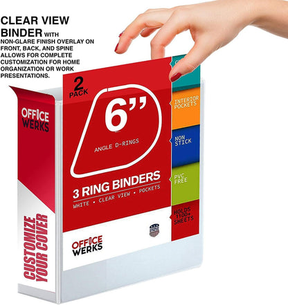 3 Ring Binder, Professional Angle D Ring Binder 5 Inch, Presentation Folder for Standard Pages 8.5 x 11 with Pockets, Crystal Clear View White (1 Pack)