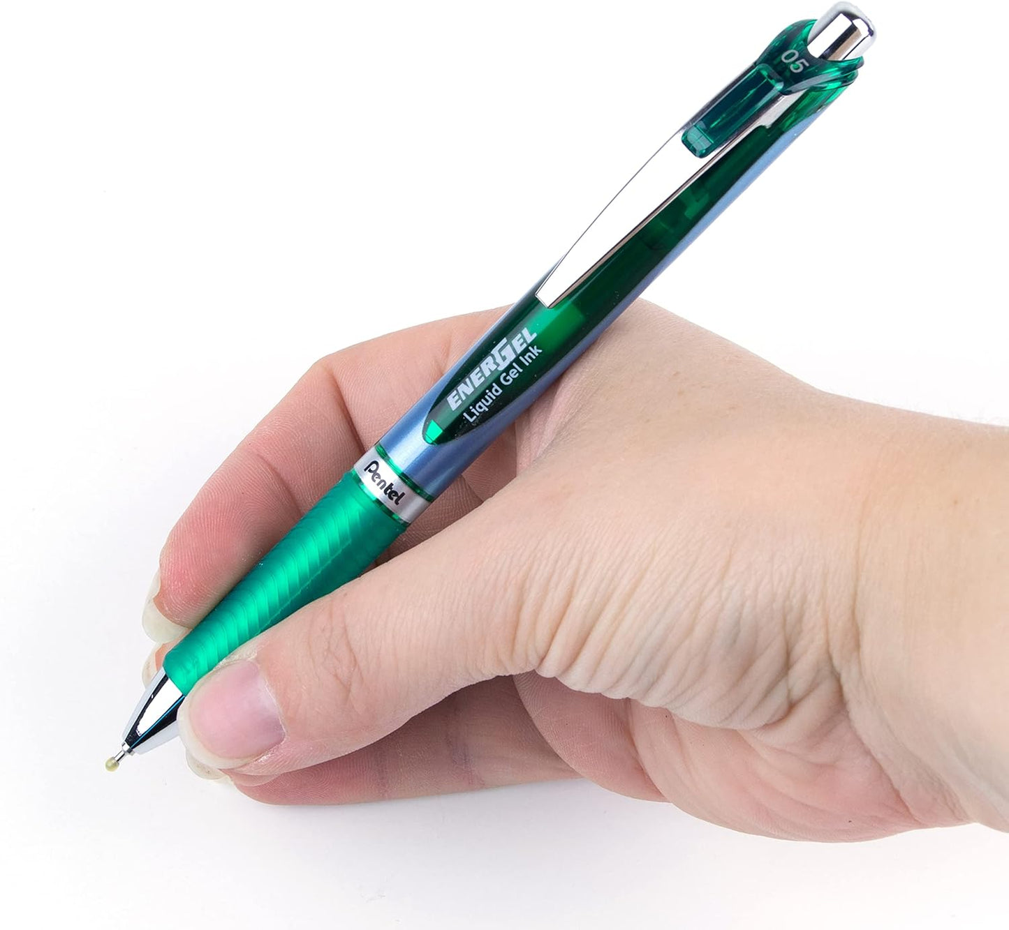 Pentel® EnerGel™ Deluxe RTX Retractable Liquid Gel Pens, Fine Point, 0.5 mm, 54% Recycled, Blue Barrel, Black Ink, Pack Of 12 Pens