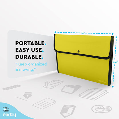 Square Flap Document Holder Blue, Expanding File Folder, A4 Letter Size Reusable Filling Envelopes, Snap Closure Wallet File Pouch Also Available in Pink, Purple, Green, Red, Grey, 1 Pc– By Enday