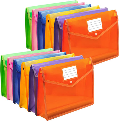 Plastic Expanding File Folder, Envelope Folders for Documents, Waterproof Transparent Expandable File Folder, Large Capacity, Fit Letter/A4 Size (Multicolor-6 Pack)