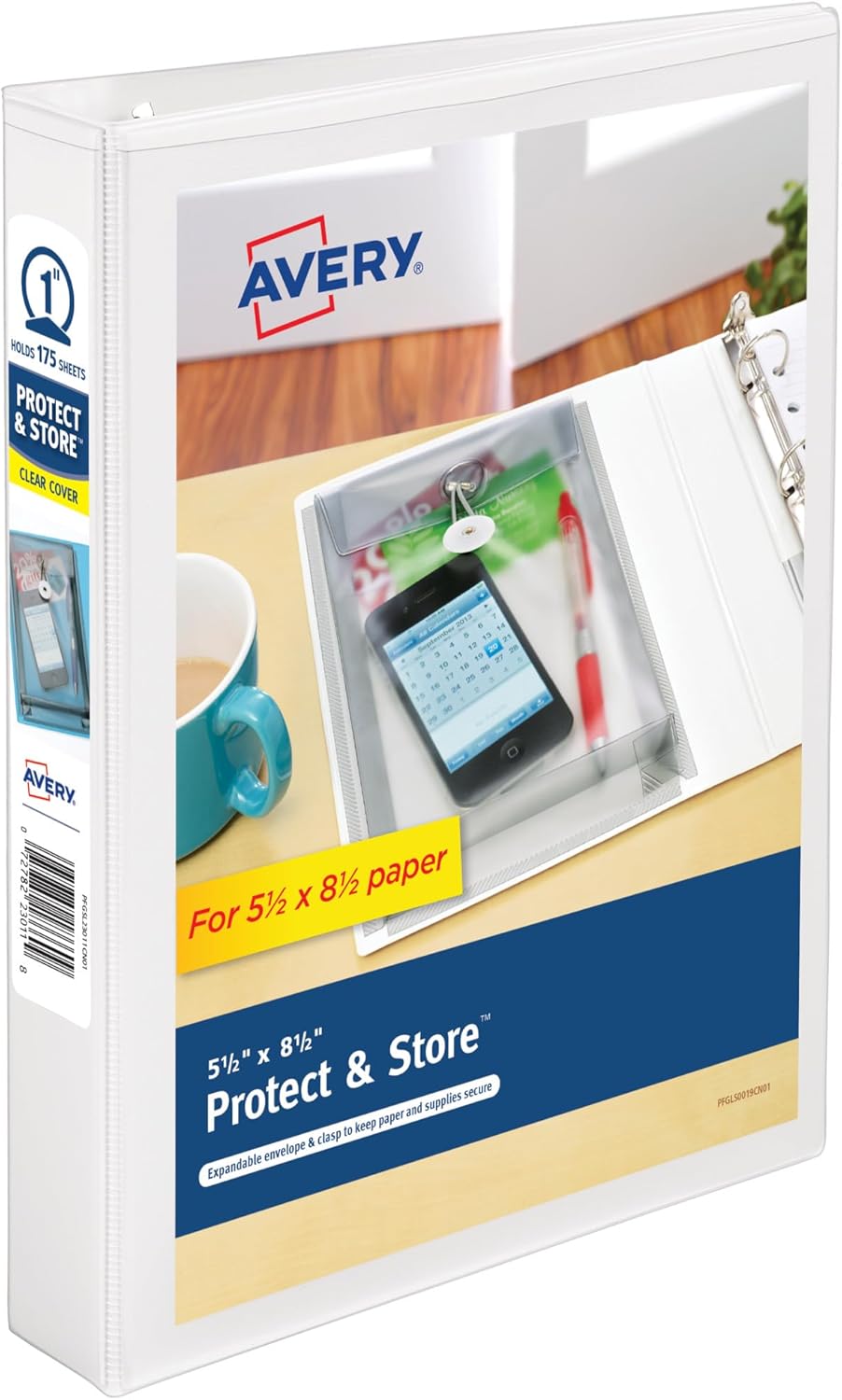 Avery Mini Durable View Protect & Store 3 Ring Binder, Holds 5.5" x 8.5" Paper, 1" Round Rings, 175-Sheet Capacity, 1.4 Inch Wide Spine, Includes Fully Enclosed Pocket, 1 White Binder (23011)