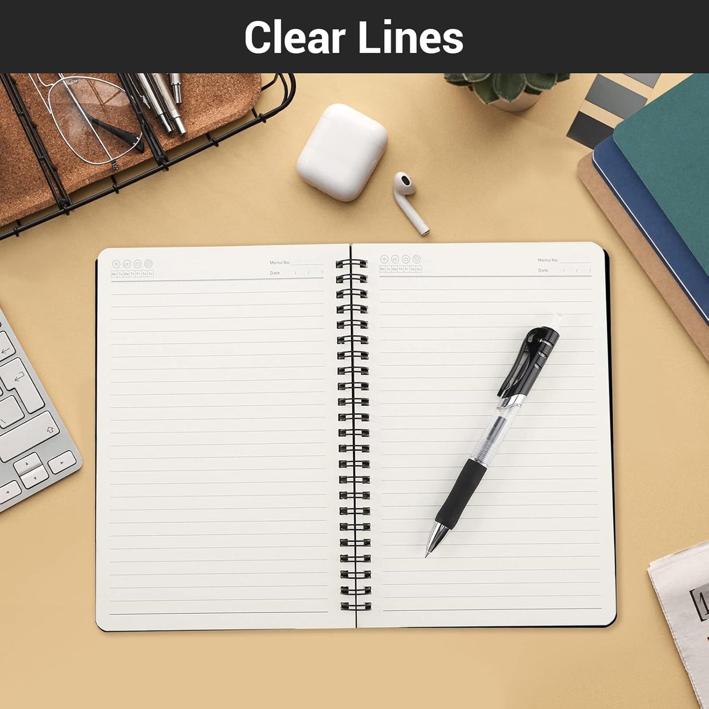 EUSOAR Spiral Notebook, A5 12packs 5.5"X8.3" 120 Pages Lined Travel Writing Notebooks Journal, Memo Notepad Sketchbook, Students College Office Business Subject Diary Ruled Book Journal-Black Cover