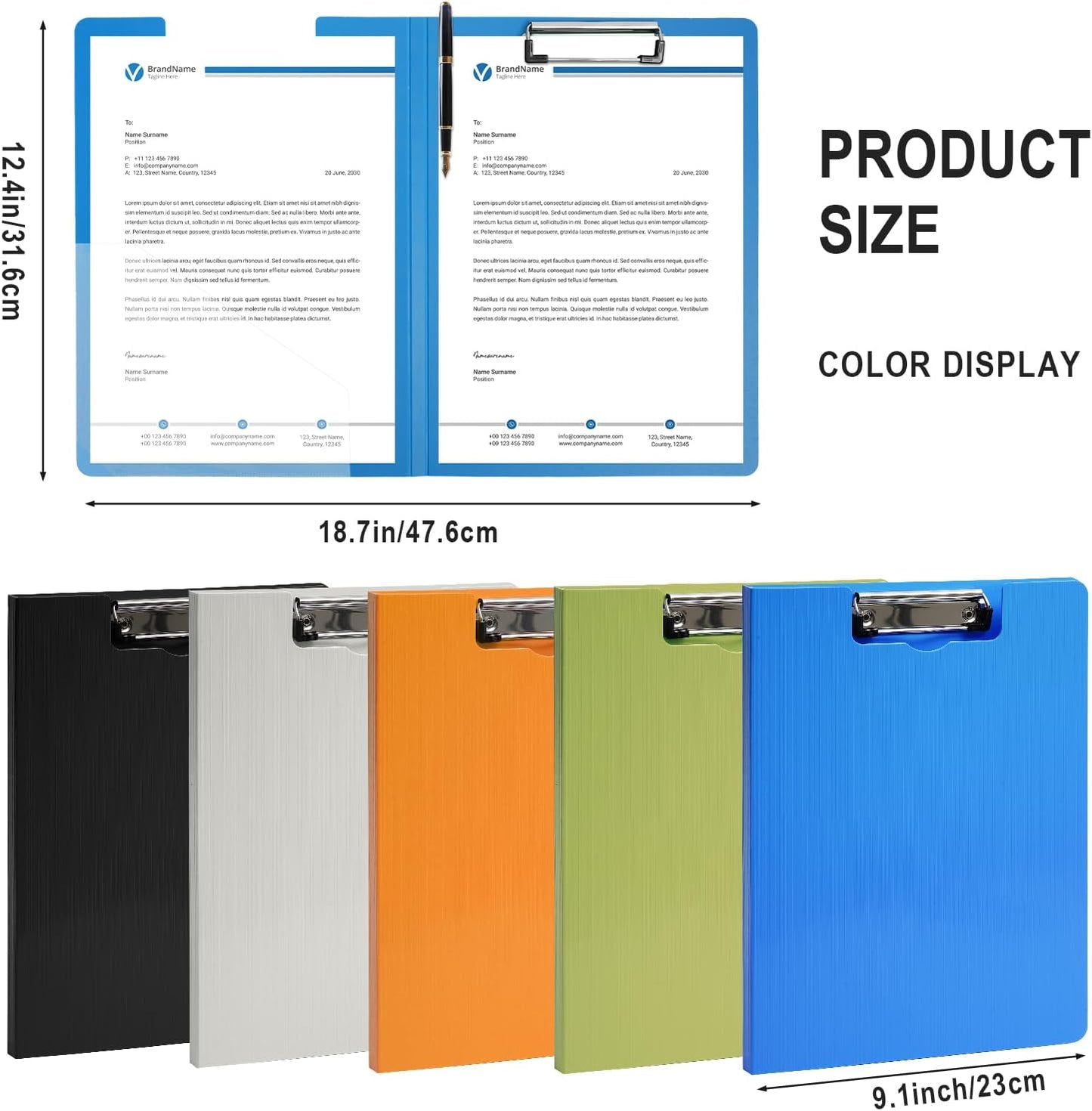 Clipboard Folder, A4 Foldable Clipboards with Pocket, File Cover Office Folder Clipboard, 360 Degree Foldable Storage Clipboards for Office, School or Medical Field, Blue