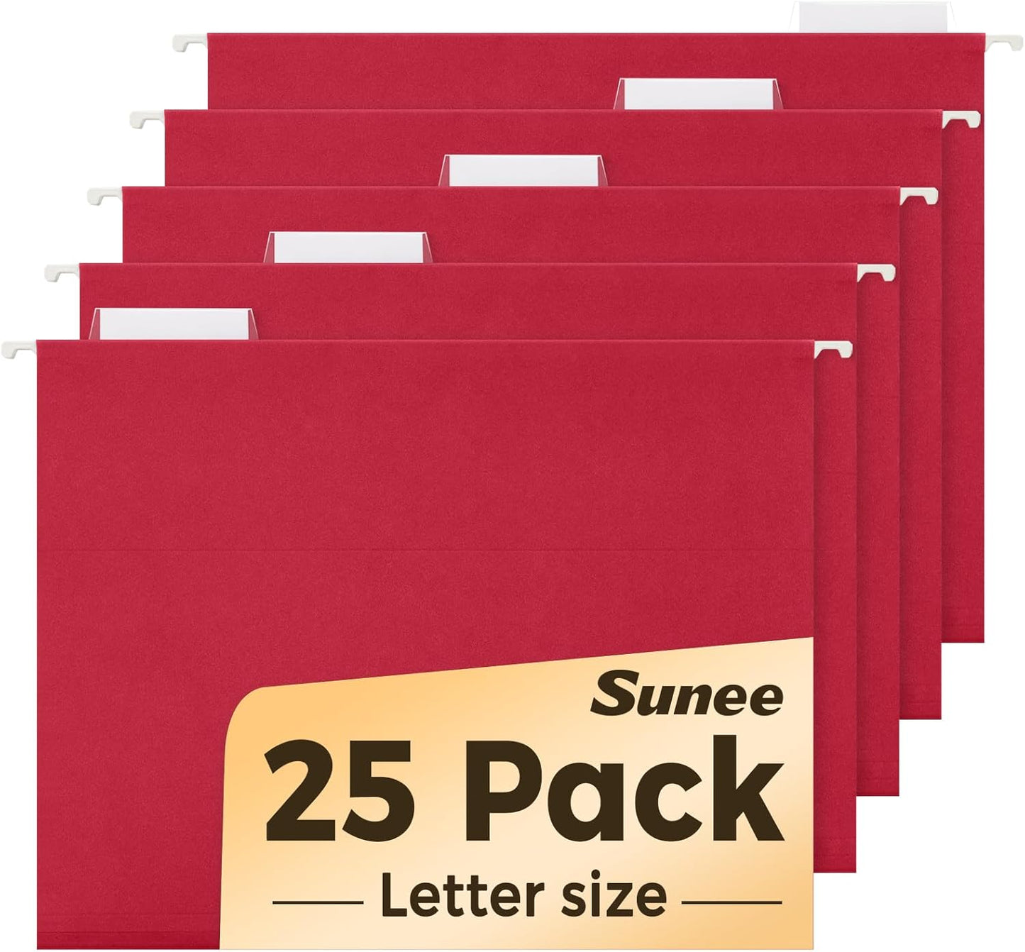 SUNEE Hanging File Folders, 25 Pack Letter Size Hanging File Folders with 1/5-Cut Tabs, Ideal for Home and Office Organization and Papers Classification,Yellow