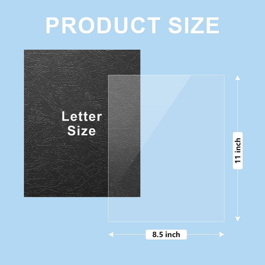 HOUYEE 120 Pack Binding Covers and Backs Set, 8.5x11 Inches, Including 60 Pcs 10 Mil Clear Binding Covers, 60 Pcs 12 Mil Black Plastic Sand Texture Polycovers, Letter Size