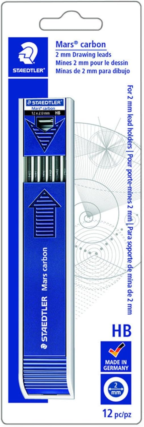 Staedtler Mars Carbon Lead, 2mm, H, 12 Lead (200-H)