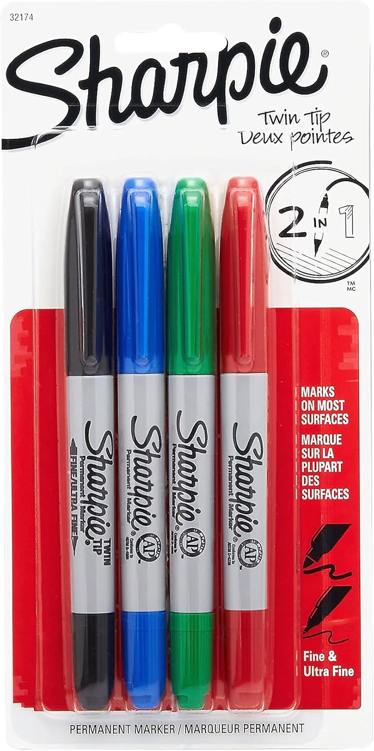 Sharpie 32174-SH Twin Tip 4 Pack (Red,Blue,Green, and Black)