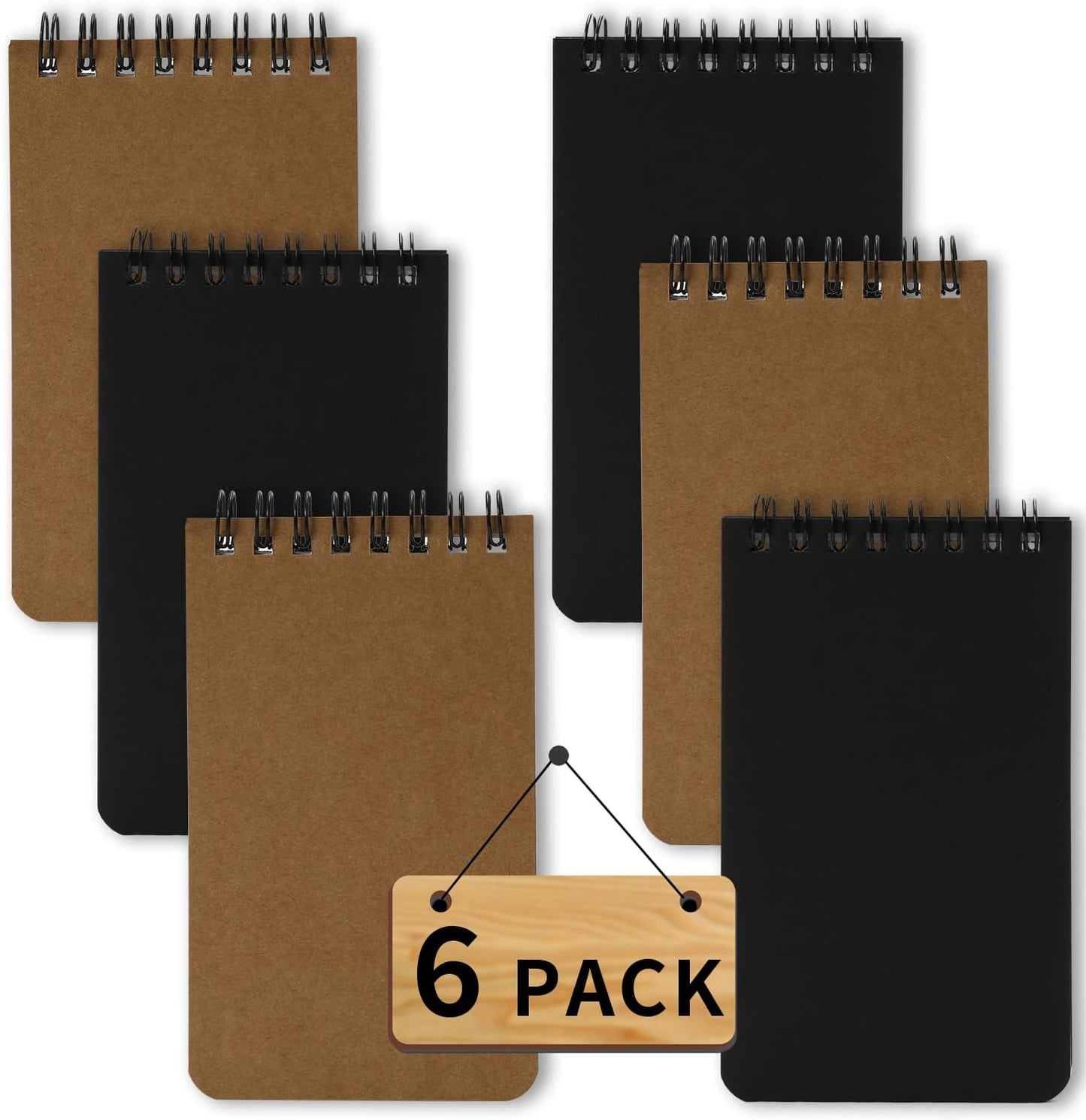 QiCheng 6pack Pocket Notebook Small Notepad Pocket Notepad Small Spiral Notebooks 3X5Inches (6)