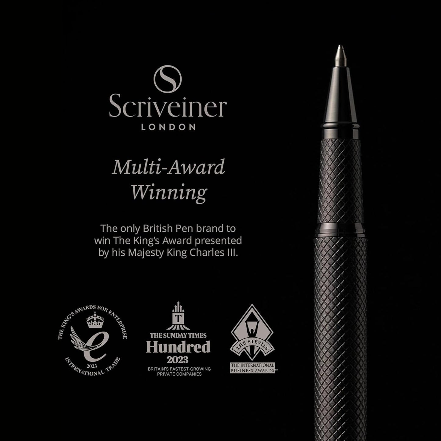 Scriveiner Midnight Blue Rollerball Pen - Stunning Blue Lacquer Luxury Pen, Chrome Finish, Schmidt Ink Refills, Men & Women, Professional, Executive Office, Nice Pen