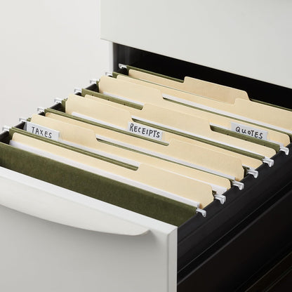 Staples Hanging File Folders, Letter Size, 2" Expansion, 1/5‑Cut Tabs, Standard Green – Durable Everyday Filing, 25‑Pack