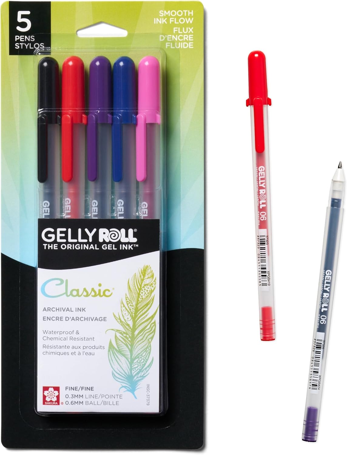 SAKURA Gelly Roll Classic, Fine Pt, Black, 6 Count