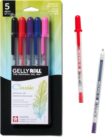 SAKURA Gelly Roll Classic, Fine Pt, Black, 6 Count