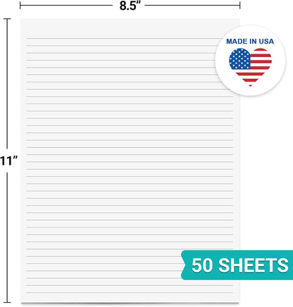 321Done Ruled Notepad Lined Notepad - Made in USA, White - Half Size (5.5x8.5), Wide-Ruled
